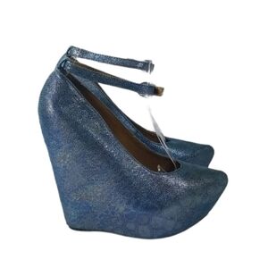 Vtg Jeffrey Campbell Aubrey Blue Snake Platform 7 RARE